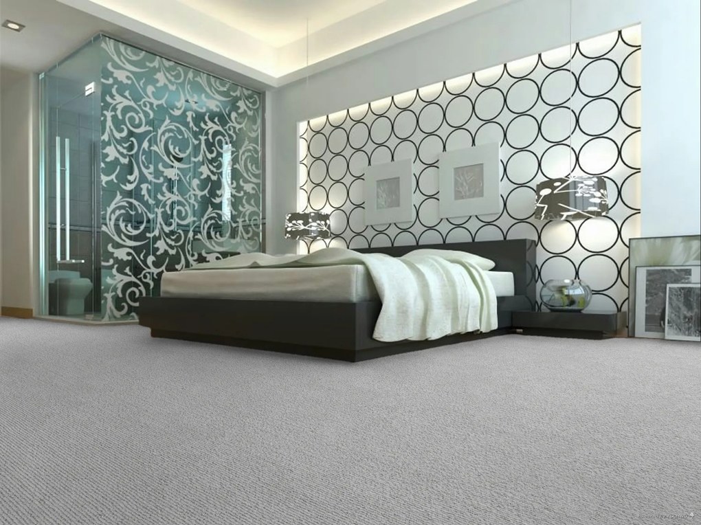 ITC, Koberec metráž Velveti 6905, na mieru, šíře 4m, šedá, twinback (filc+juta), obchodné priestory