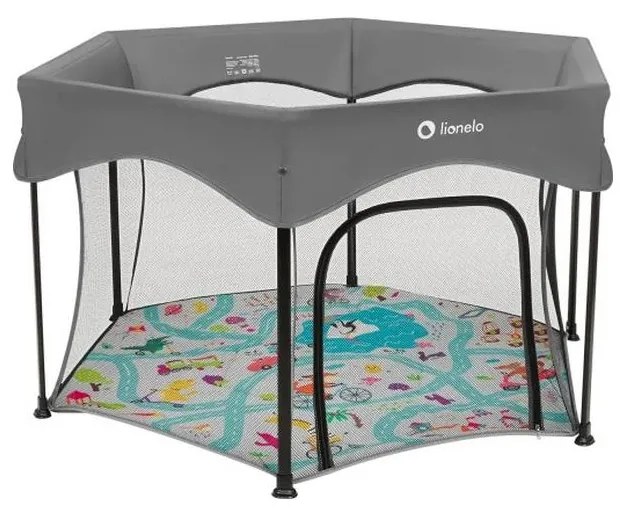 Lionelo - Hracia ohrádka ROEL PLUS Šedá viacfarebná