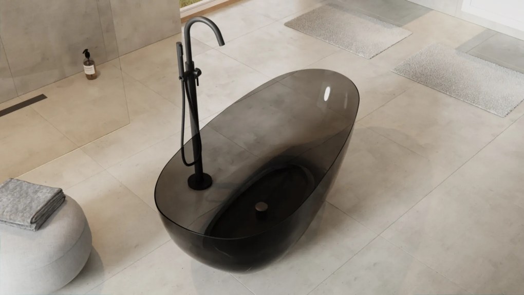Besco Voľne stojaca vaňa zo syntetickej živice Xara 160 Carbon Grey BESCO-Typ výpuste: Click-Clack štandard, chróm