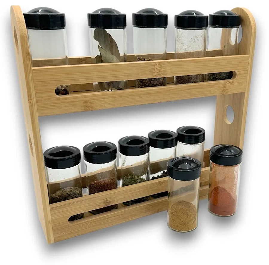 JJA Súprava 12ks koreničiek BLACK 80ml s bambusovým stojanom na koreničky ZENI