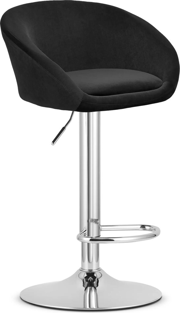 Sada 2 barových stoličiek EAST čierny zamat / chrómová podnož