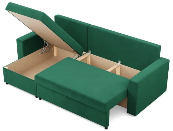 Rohová rozkladacia sedačka NEO Kronos fľaškovo zelená