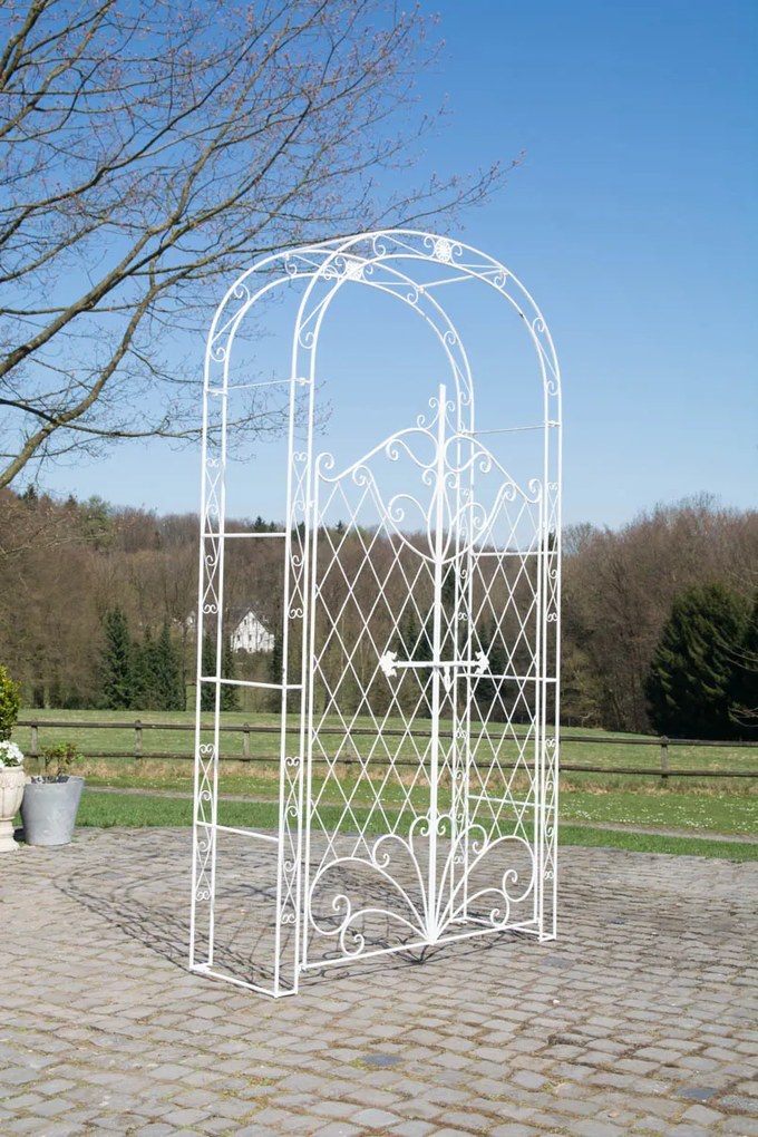 Oblúk na ruže Mel s bránkou - Biela