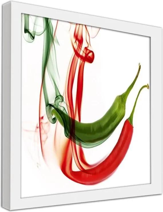 CARO Obraz v ráme - Abstract Chilli Peppers Biela 20x20 cm