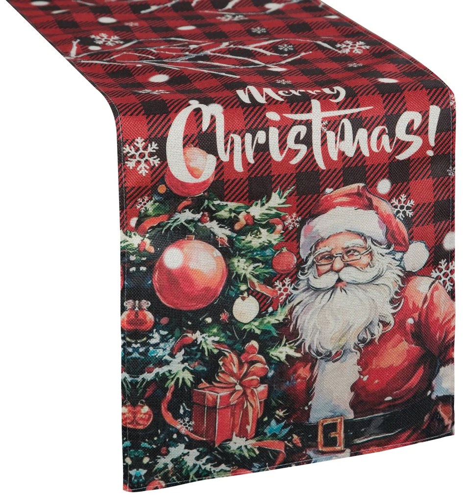 VIANOČNÝ BEHÚŇ NA STÔL SANTA CLAUS 33X183 CM VZOROVANÝ
