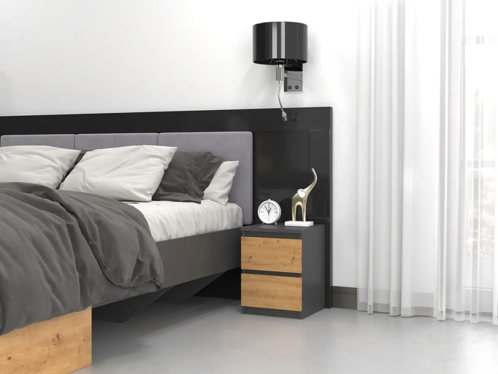 Nočný stolík MALWA M2 dub artisan / antracit