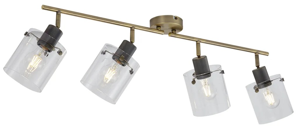 Dizajnový stropný reflektor bronzový s čírym sklom 4-svetlá - Domo