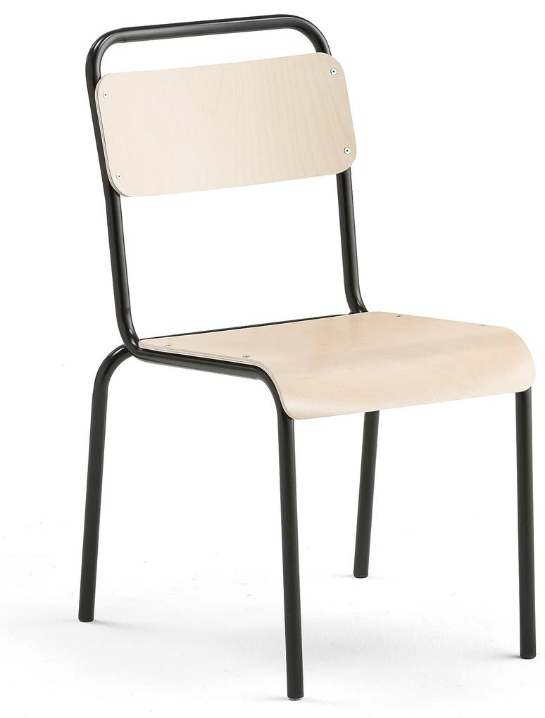 Jedálenská stolička FRISCO, čierny rám, brezový laminát