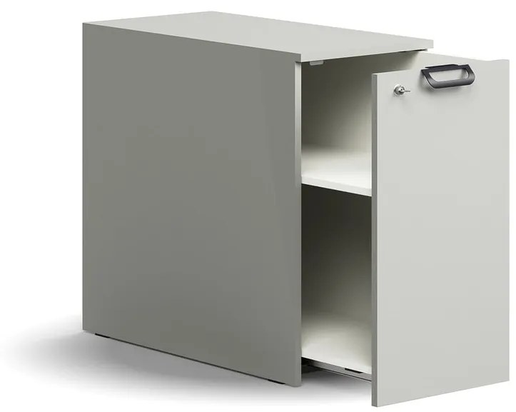 Uzamykateľná bočná skrinka QBUS, pravá, 740x400x800 mm, svetlošedá