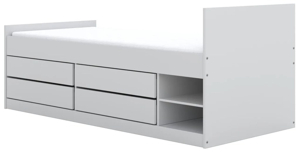 Detská posteľ Leon 200x90 cm s matracom a zásuvkami biela