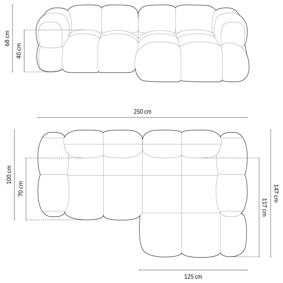 Sivá rohová pohovka (pravý roh/s leňoškou) Loretto – Cosmopolitan Design