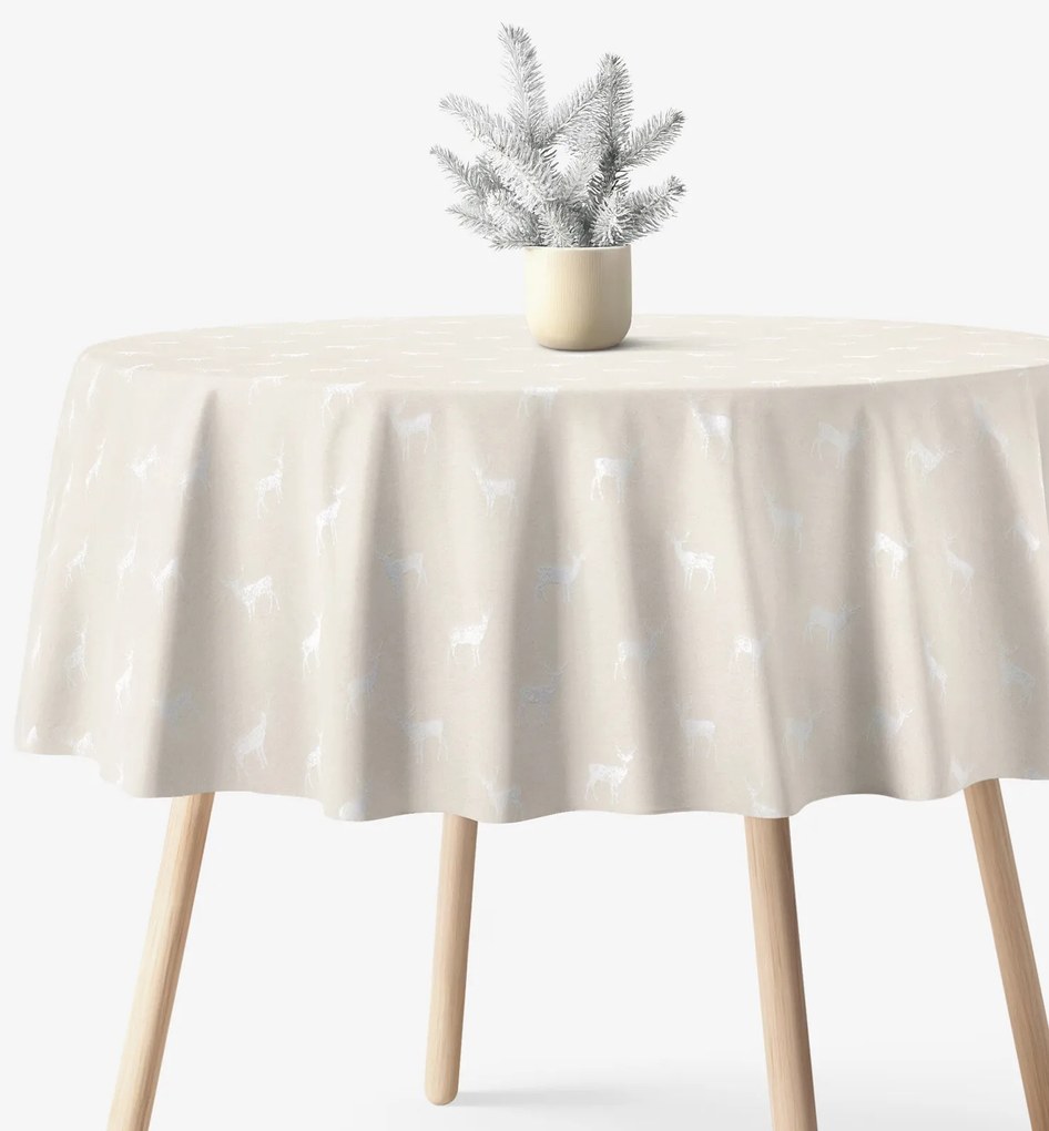 Goldea okrúhly obrus natura – jeleňe na režnej Ø 120 cm