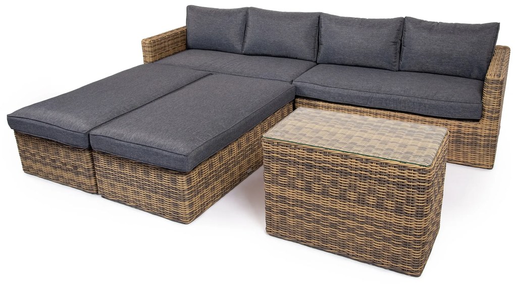 Variabilná ratanová súprava RAYA žlto-sivá