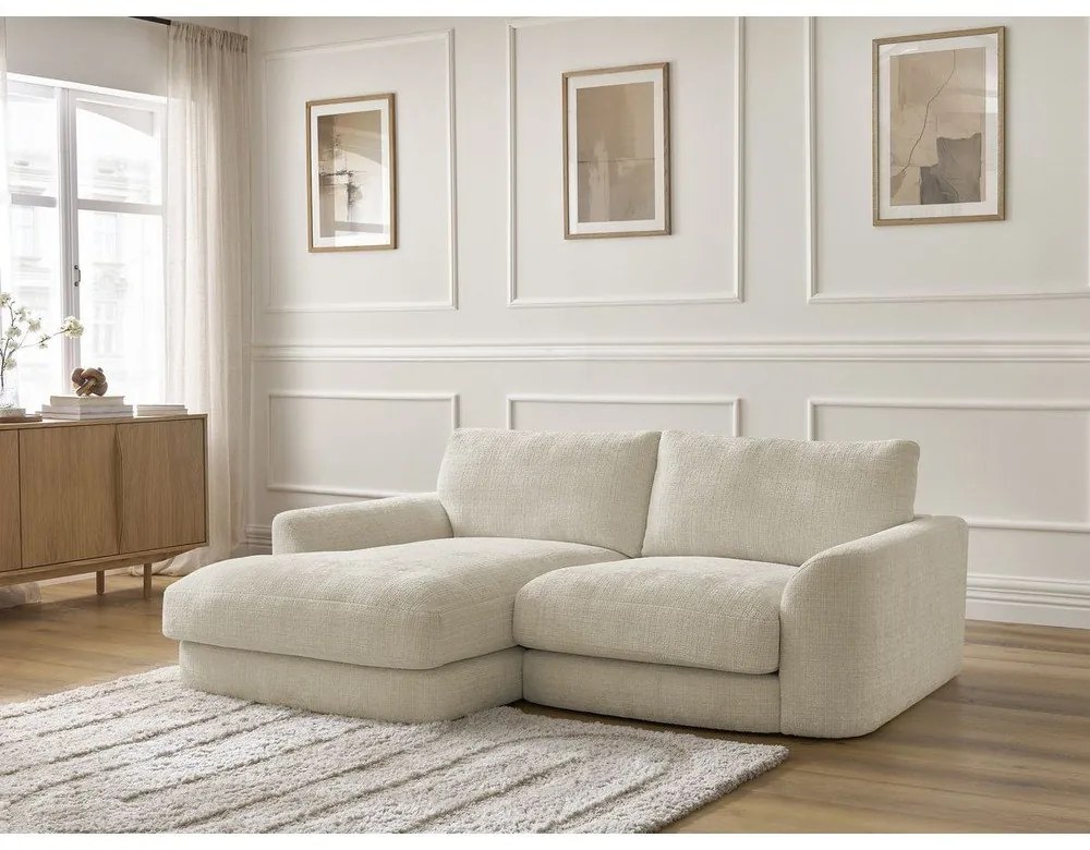 Béžová ženilková rohová pohovka (ľavý roh/s leňoškou) Leonore – Bobochic Paris