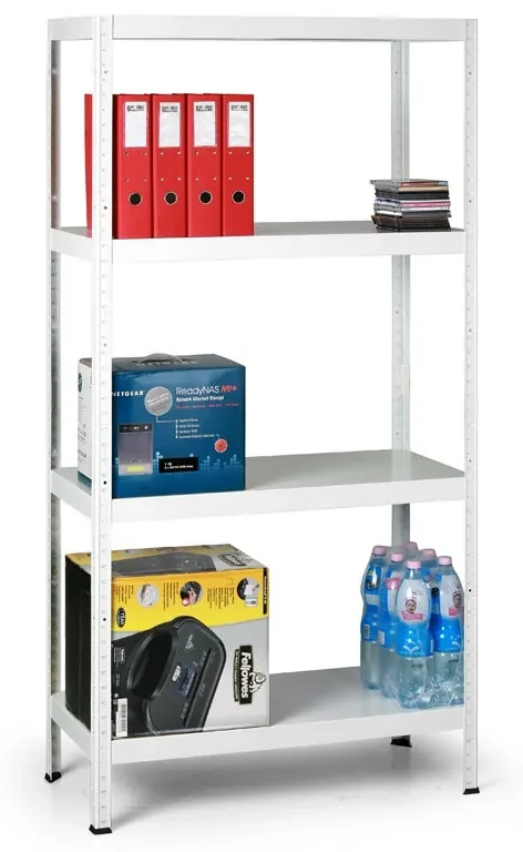 Kovona System Kovový regál, 130 kg, 1800 x 900 x 400 mm, 5 políc, biely