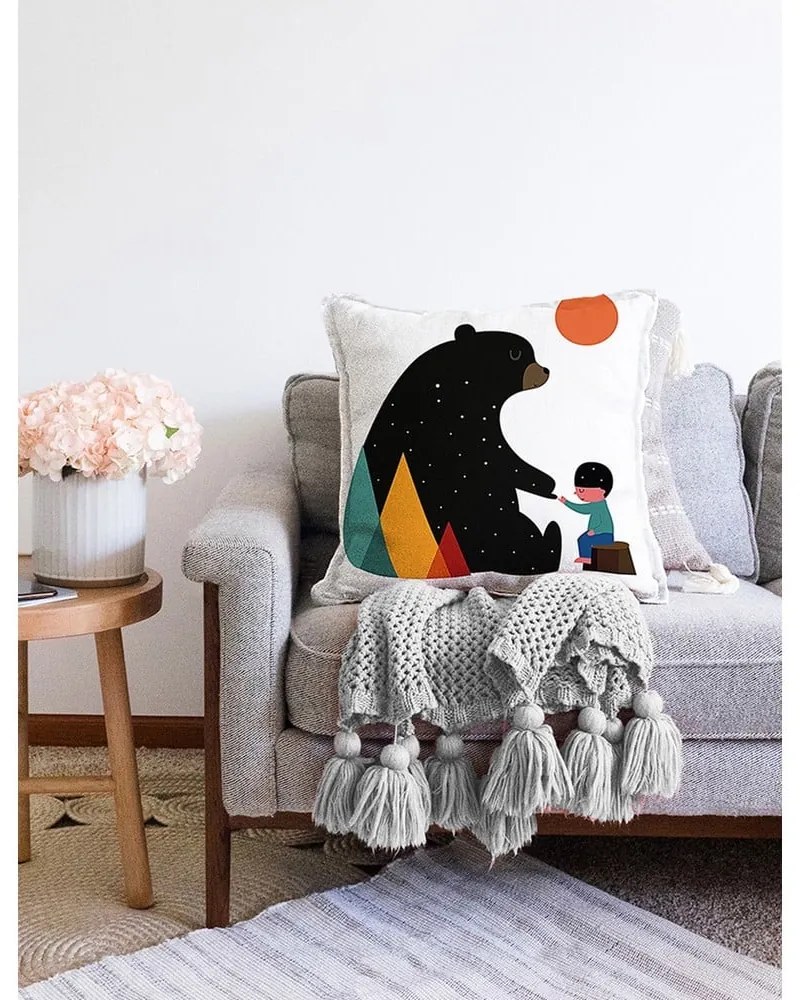 Obliečka na vankúš s prímesou bavlny Minimalist Cushion Covers Bear, 55 x 55 cm