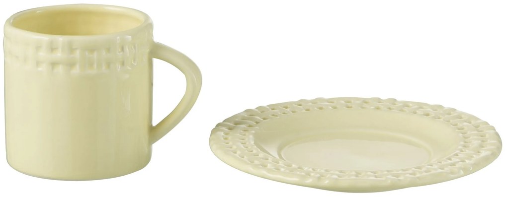 Žltá keramická šálka s tanierikom Hella Yellow - 14*14*9 cm