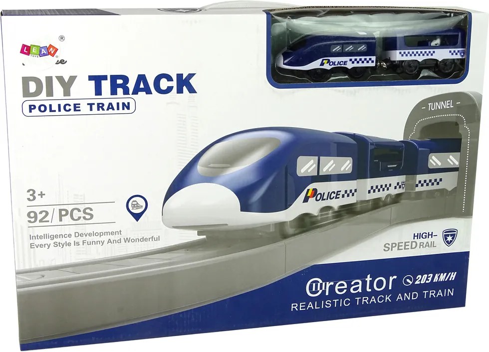 LEAN Toys Súprava Mestský policajný vlak Blue 203 km/h