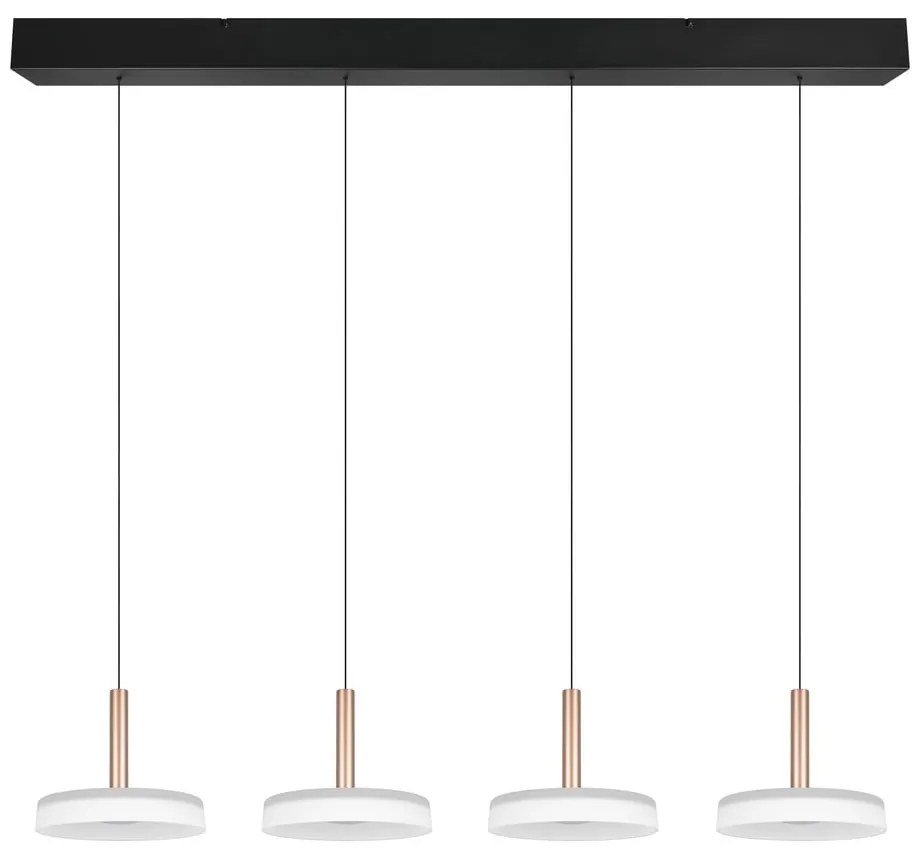 LED stmievateľné závesné svietidlo v čierno-bielo-zlatej farbe so skleneným tienidlom Celeste – Trio