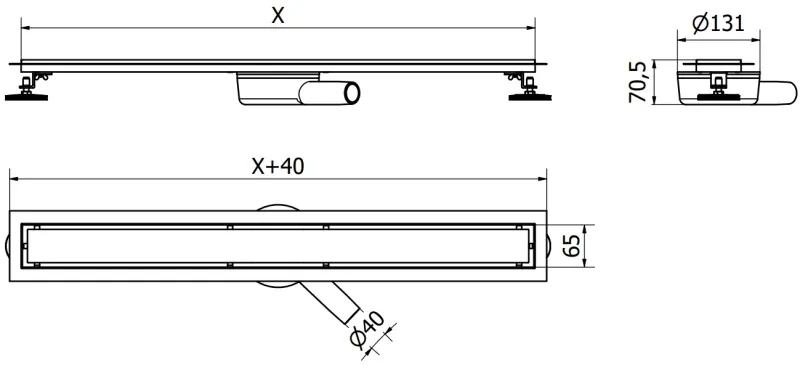 Mexen Flat 360° M15 rotačný sprchový žľab 60 cm, nerez, 1024060-40