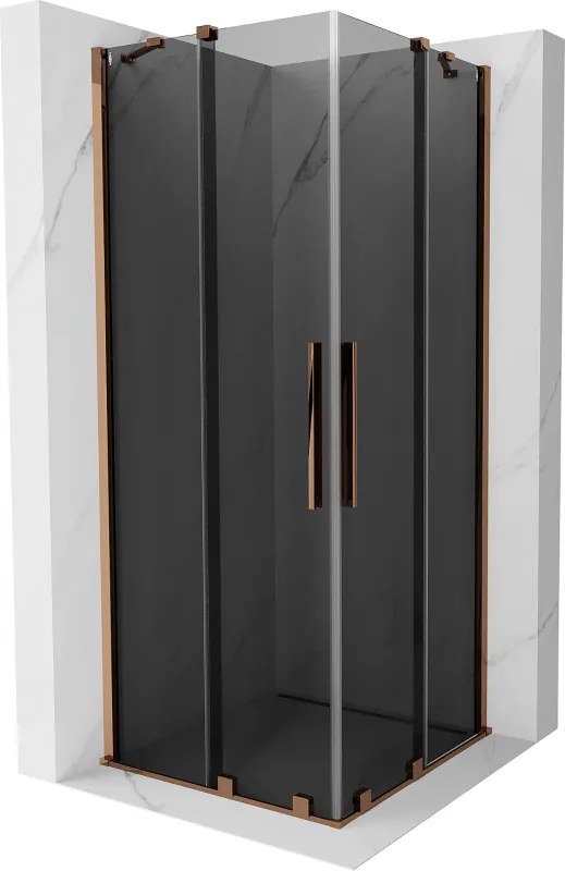 Mexen Velar Duo, sprchový kút s posuvnými dverami 80 x 80 cm, 8mm šedé sklo, ružové zlato, 871-080-080-42-60