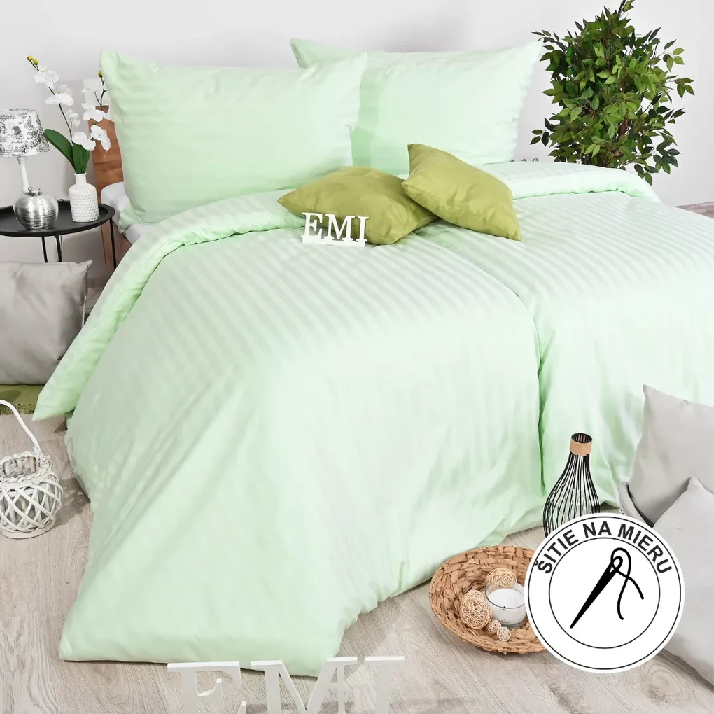 Obliečky damaškové zelené EMI: Predĺžený set jednolôžko obsahuje 1x 140x220 + 1x 70x90