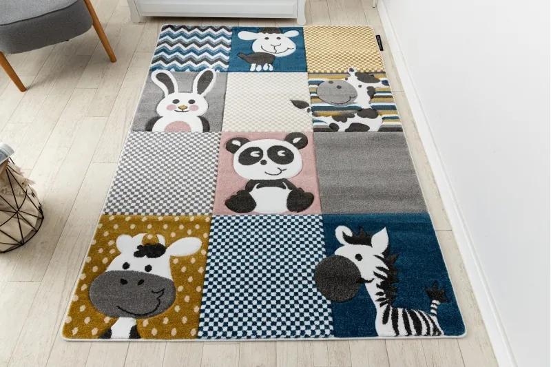 styldomova Detský sivý koberec PETIT Zvieratká
