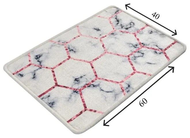 Biela/sivá kúpeľňová predložka 60x40 cm Honeycomb - Foutastic