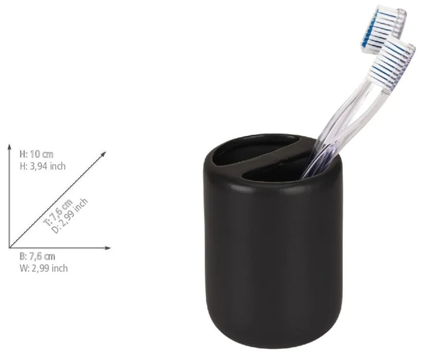 Matne čierny keramický téglik na zubné kefky Olinda – Allstar