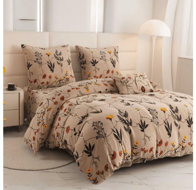 Mikroplyšové obliečky HERBAR béžové Rozmer obliečky: 2 ks 70 x 90 cm | 200 x 220 cm