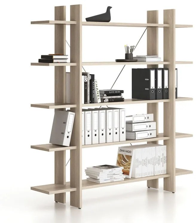 Kancelársky regál vysoký dlhý SOLID, 1800 x 400 x 1825 mm, dub prírodný