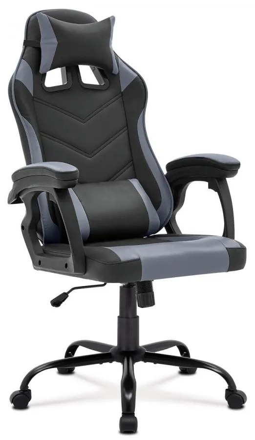 Herné kreslo KA-L626 GREY, sivá a čierna ekokoža