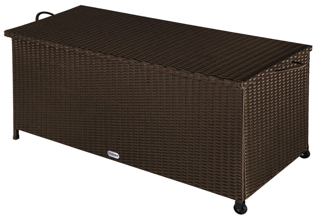 InternetovaZahrada - Úložný box 122cm x 56cm x 61cm - hnedá s kolieskom