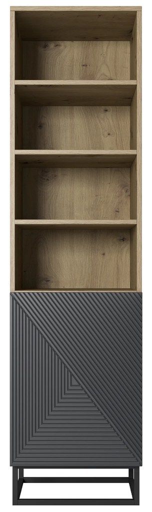Regál Asha 50 cm na čiernom podstavci - artisan / rivier stone mat