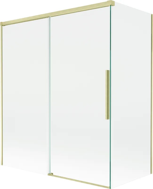 Mexen Rox, 2-krídlová posuvná vaňová zástena 140 + 70 x 150 cm, 8mm číre sklo, zlatý matný profil, 8C9-140-070-55-00