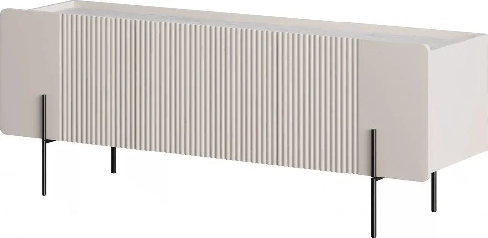 TV stolík Malmi 150 cm - kašmírová / crema bianca / čierna