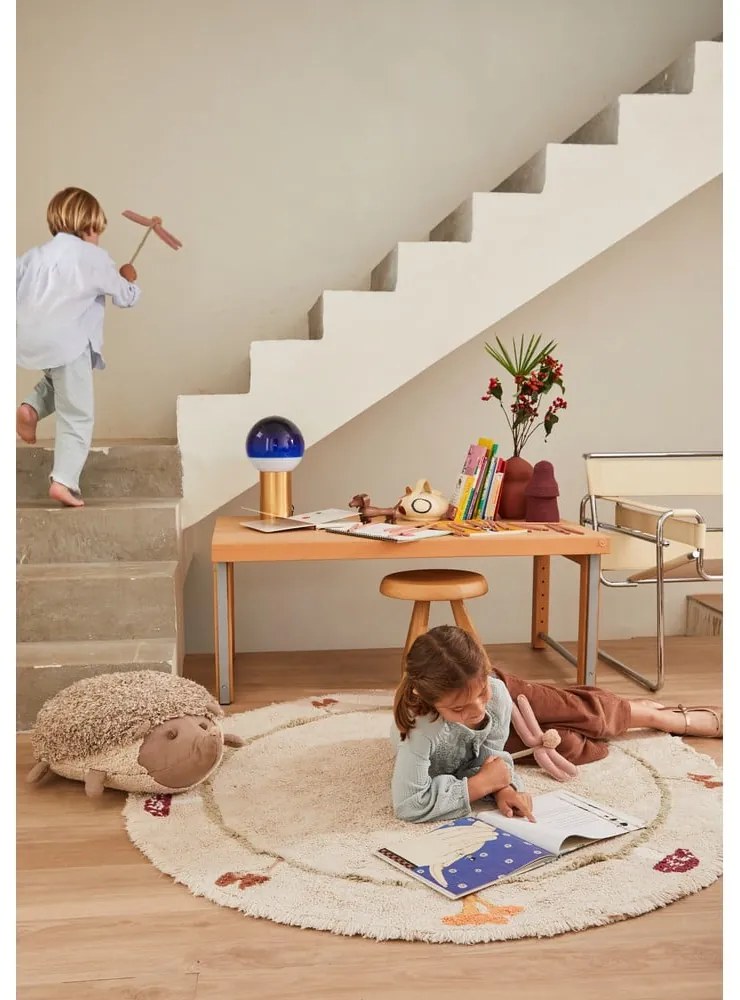 Béžový prateľný ručne tkaný bavlnený detský koberec ø140 cm Chanterelle – Lorena Canals