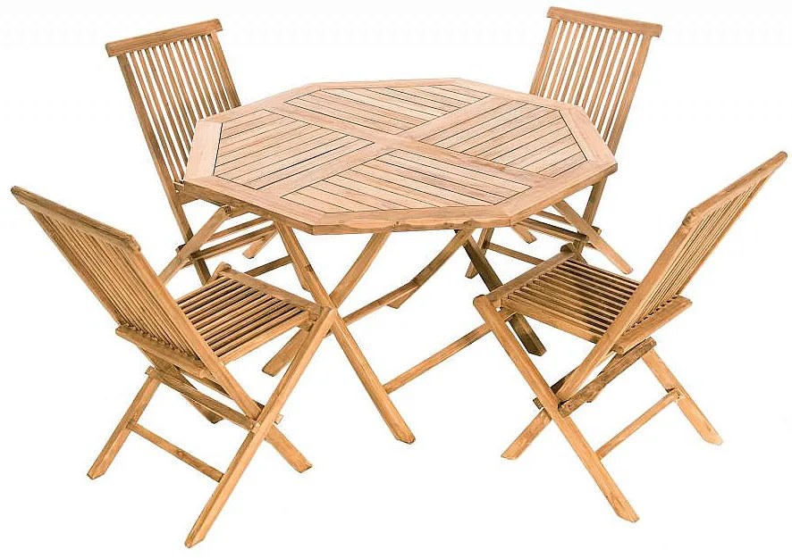 Deokork Záhradný skládací stôl osemuholník HAGEN ⌀ 120 cm (teak)