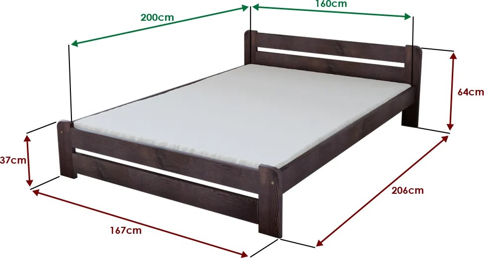 AKCIA Posteľ Laura 160 x 200 cm, orech II. akosť Rošt: Bez roštu, Matrac: Bez matraca