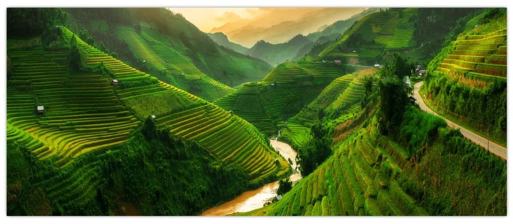 Obraz - Ryžové terasy Mu Cang Chai (120x50 cm)