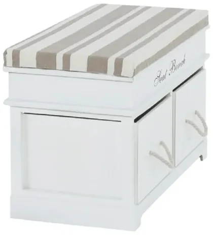Kondela Lavica s vankúšom, SEAT BENCH 1 NEW, 2 šuplíky, biela/svetlohnedá