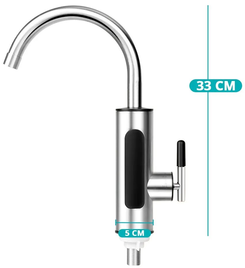 Elektrická vodovodná batéria s ohrievačom vody a spodným pripojením