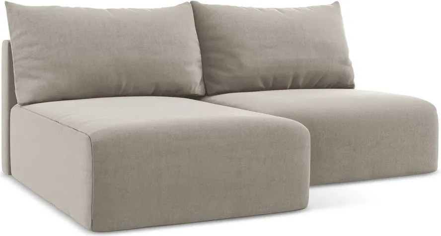 Taupe zamatová rozkladacia/s úložným priestorom rohová pohovka (ľavý roh/s leňoškou) Kalena – Makamii