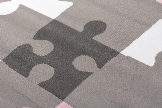 Detský koberec PINKY Z414C Puzzle sivý, ružový