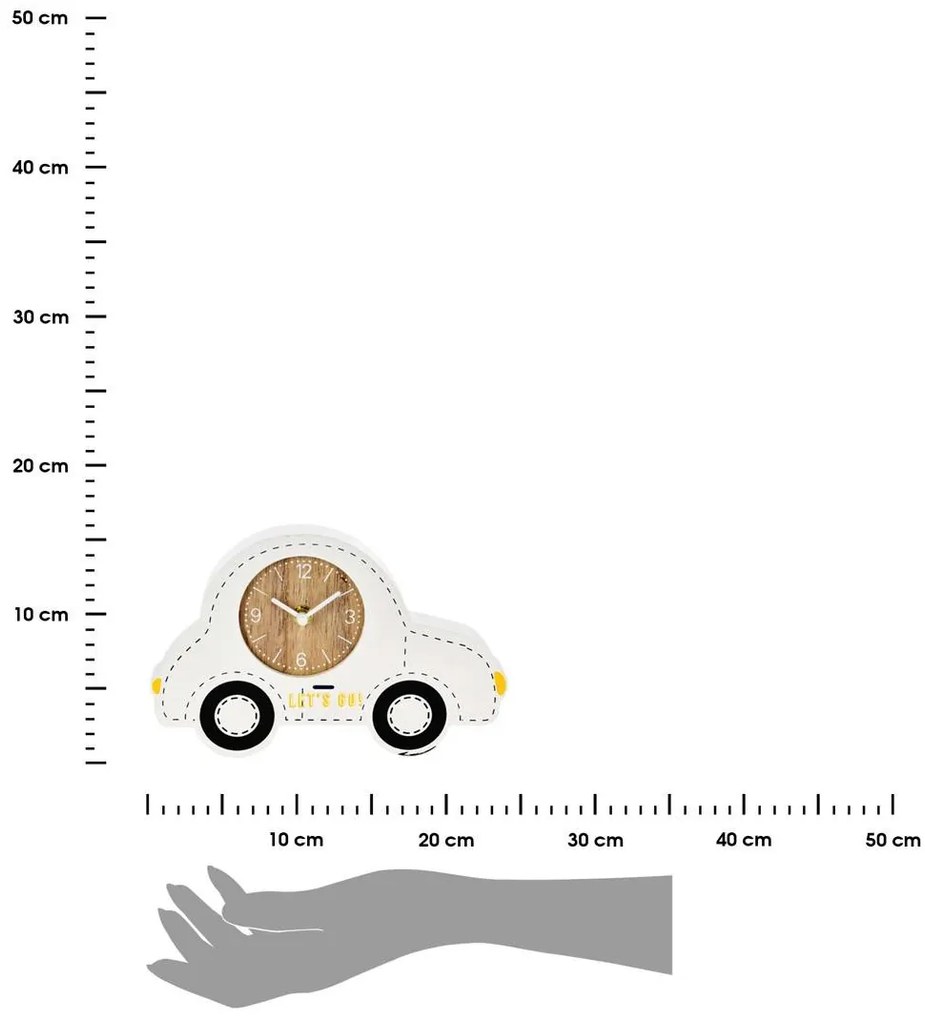 Detské stolné hodiny Car, biela