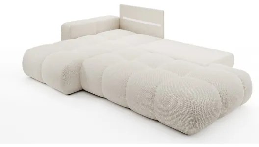 Rozkladacia rohová čalúnená sedacia súprava s úložným priestorom v tvare L ALMADA ľavá svetlo-béžová