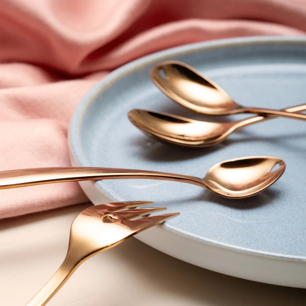 Darčekový set so srdiečkom 6 ks ružovo-zlatý — Love Cutlery - 116445