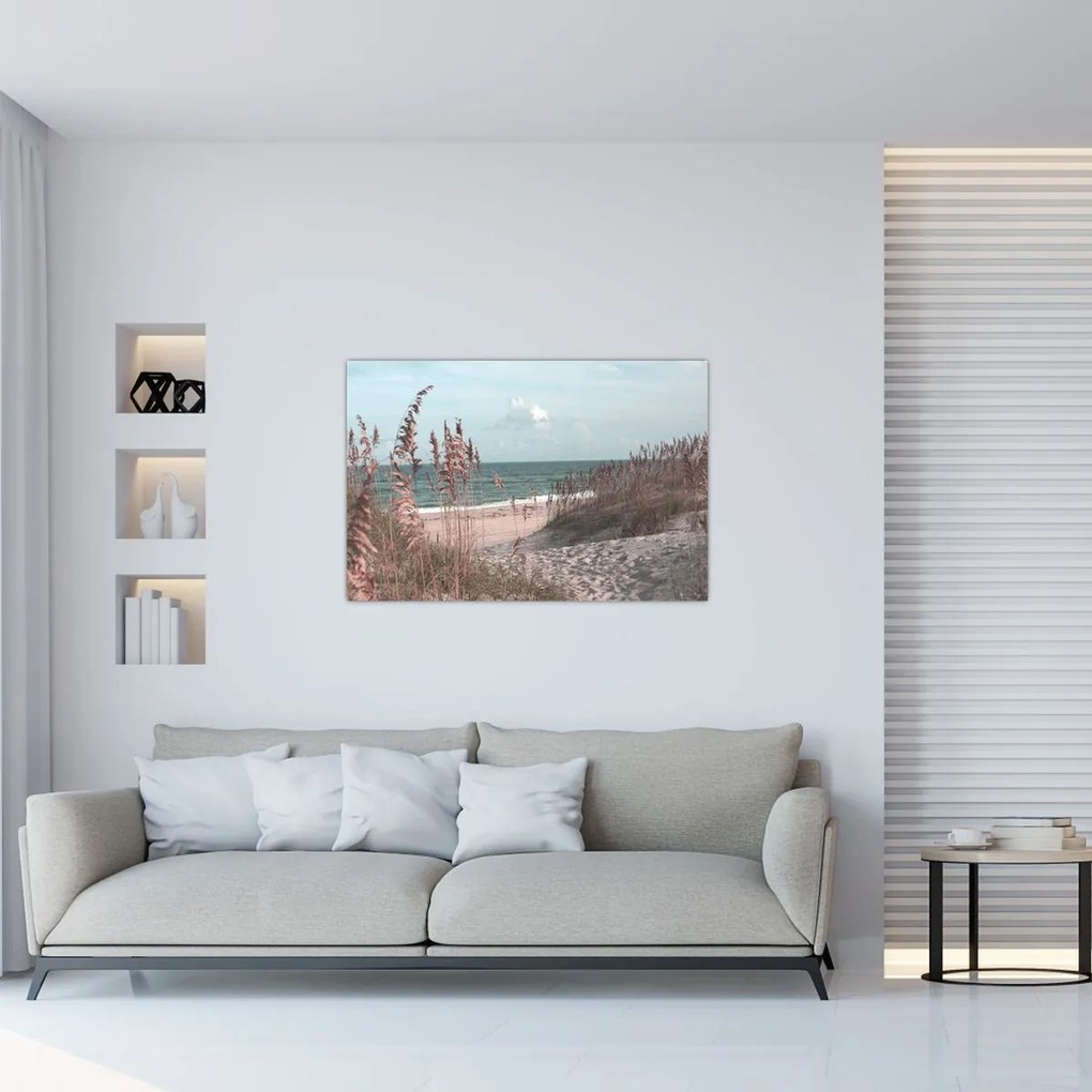 Obraz - Ružová pláž (90x60 cm)