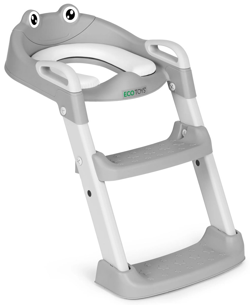 Detské sedadlo na toaletu so schodíkmi a rebríkom, sivé, ECOTOYS