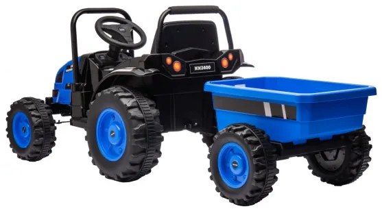 Elektrický traktor s prívesom Farmer modrý